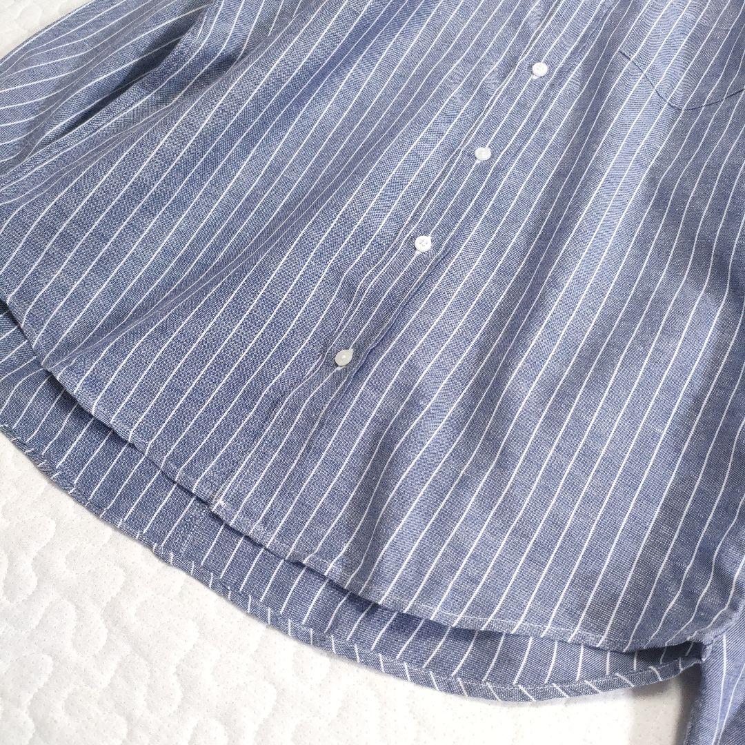 未使用品✨フランク＆アイリーン　LUKE　リネン＆コットン　ストライプ　ブルー系