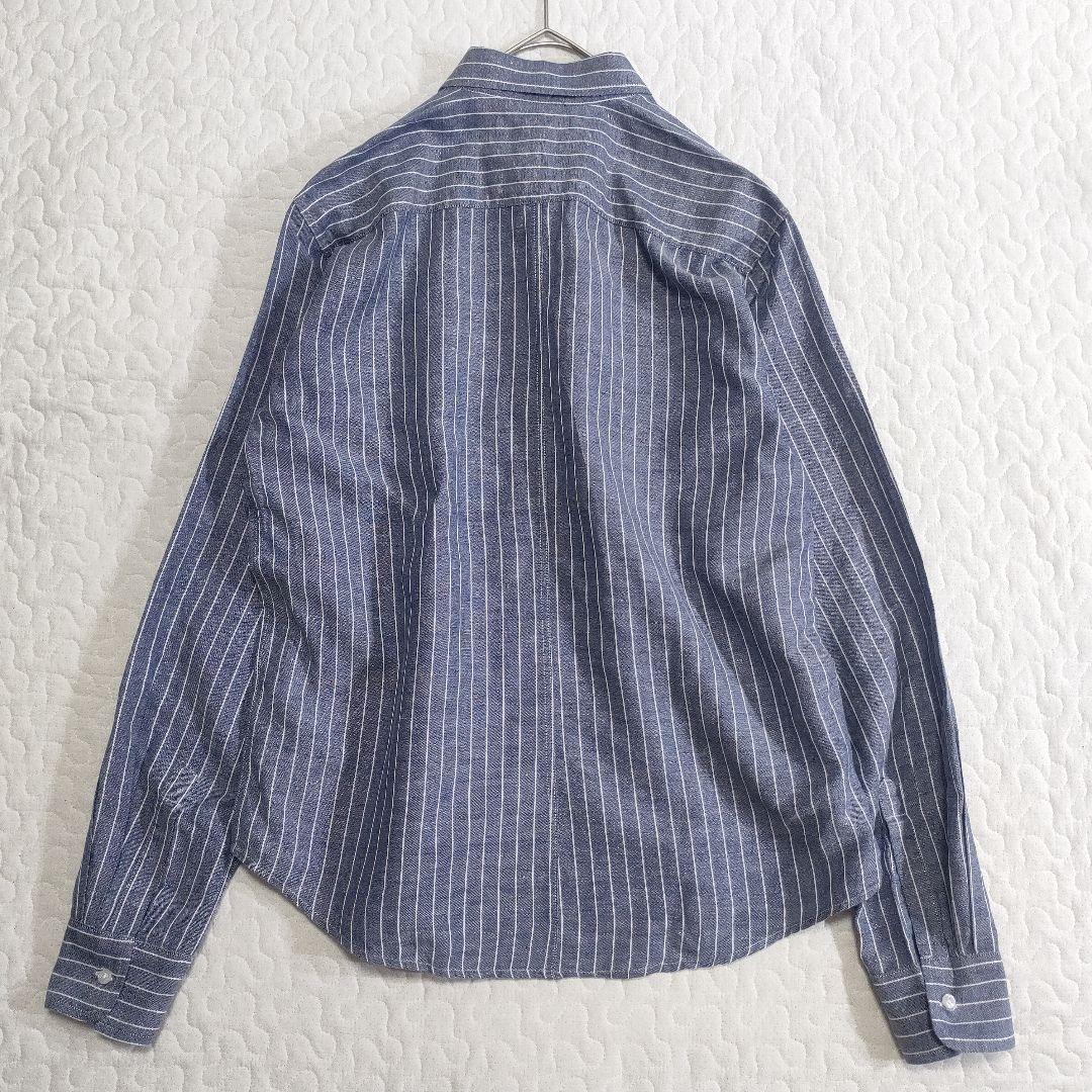 未使用品✨フランク＆アイリーン　LUKE　リネン＆コットン　ストライプ　ブルー系