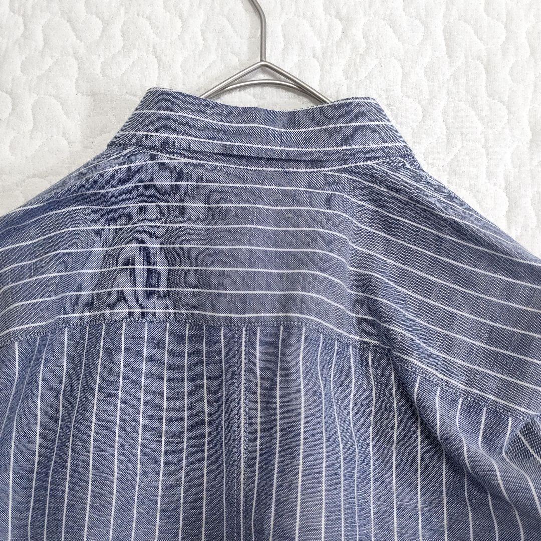 未使用品✨フランク＆アイリーン　LUKE　リネン＆コットン　ストライプ　ブルー系