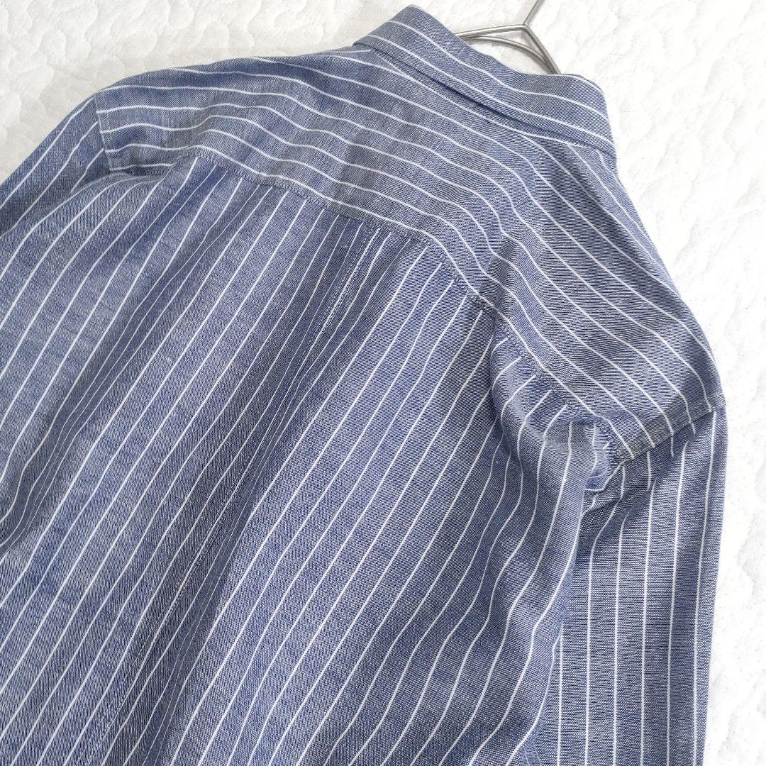 未使用品✨フランク＆アイリーン　LUKE　リネン＆コットン　ストライプ　ブルー系