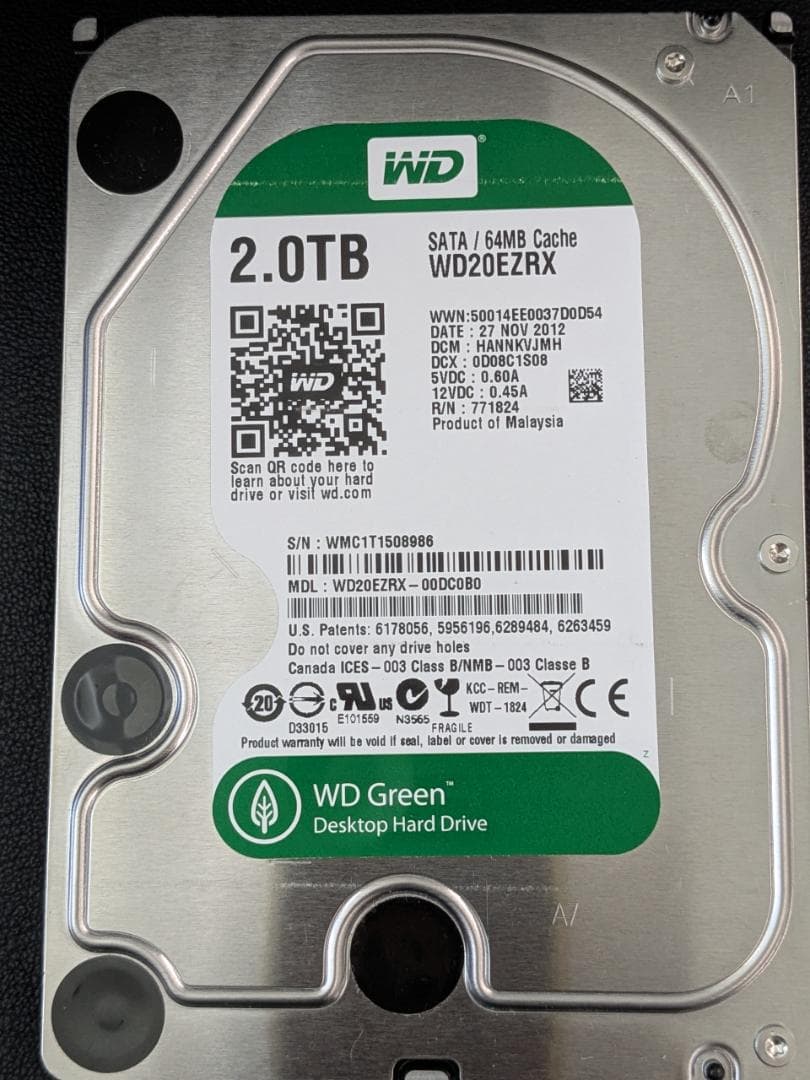 WD Green 2TB WD20EZRX 中古品 送料込み
