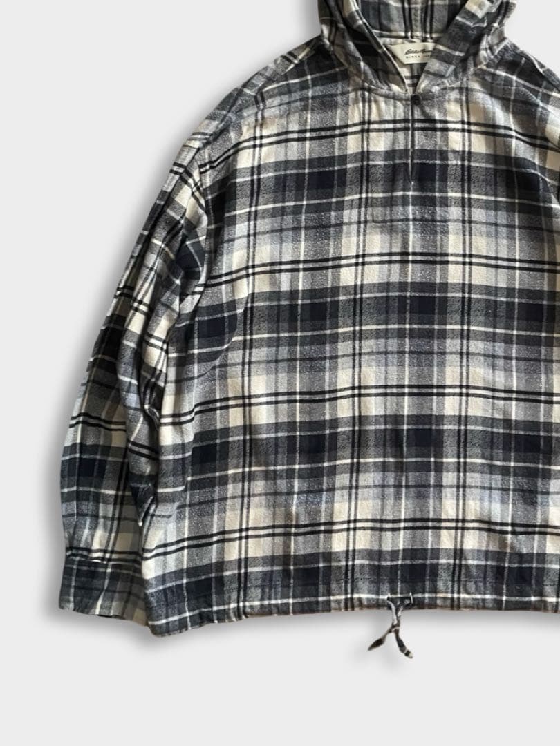 90s Eddie Bauer フード チェック ネルシャツ パーカー