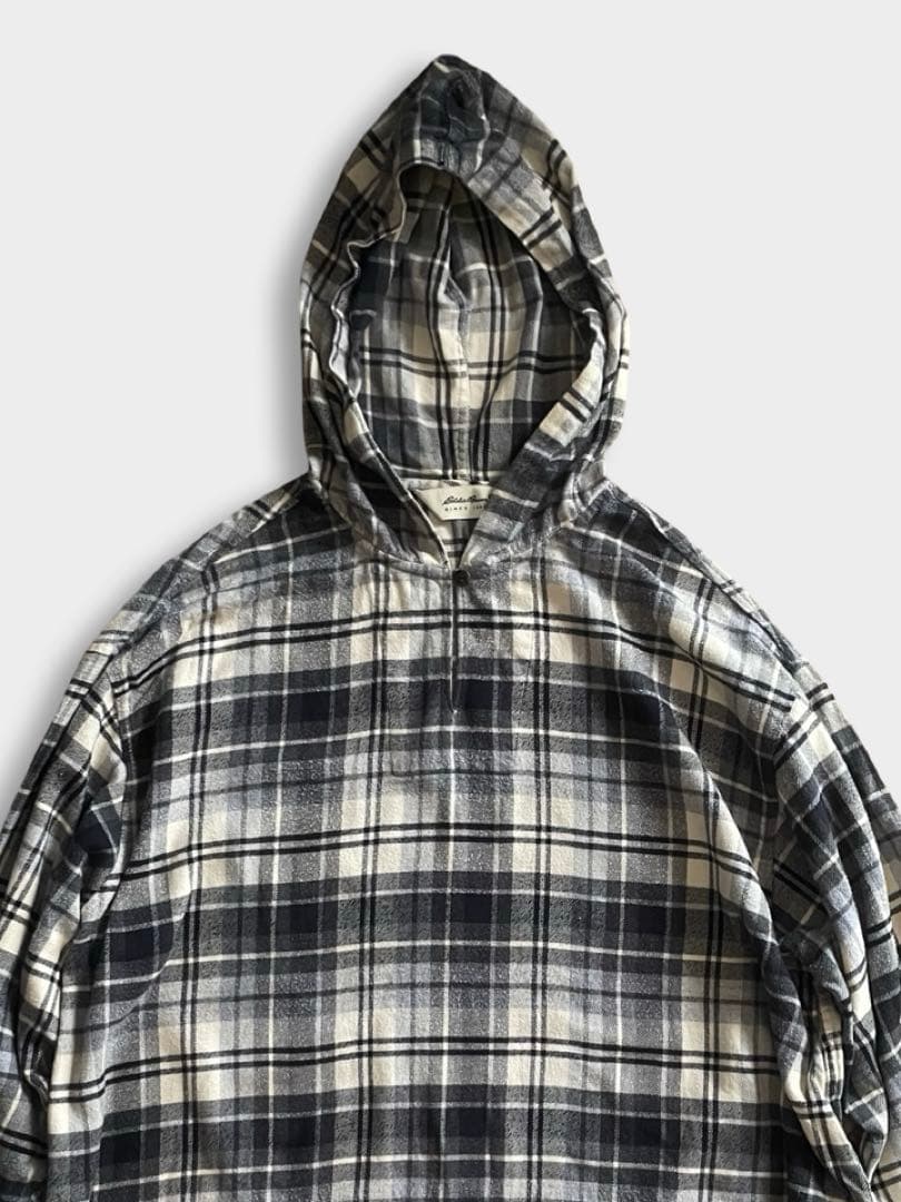 90s Eddie Bauer フード チェック ネルシャツ パーカー
