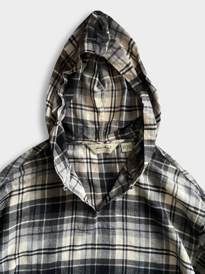 90s Eddie Bauer フード チェック ネルシャツ パーカー