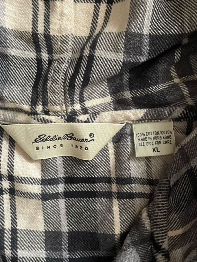 90s Eddie Bauer フード チェック ネルシャツ パーカー