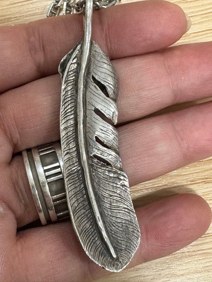 925シルバー 羽根デザイン ネックレス