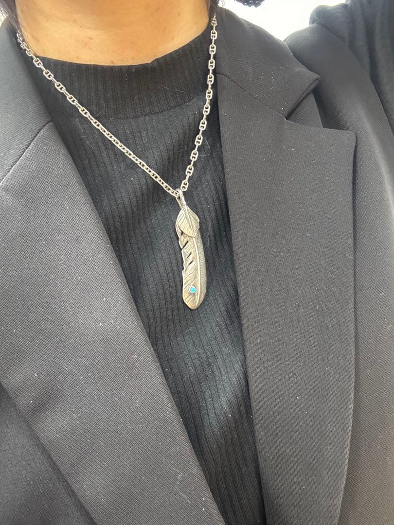 925シルバー 羽根デザイン ネックレス