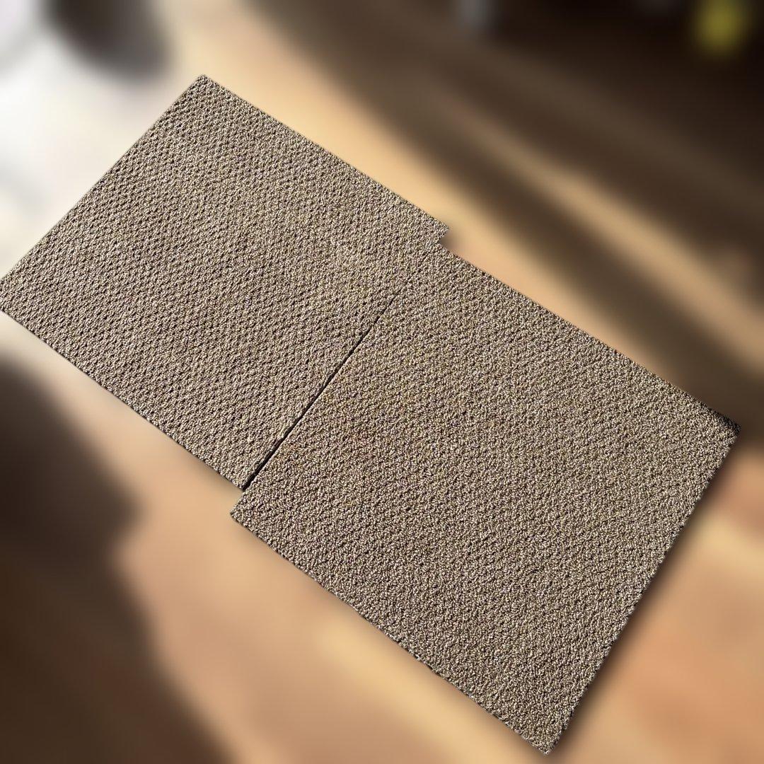 防音　防ダニ　防炎　洗えるカーペット　茶　静床ライト 品番N20 12枚セット