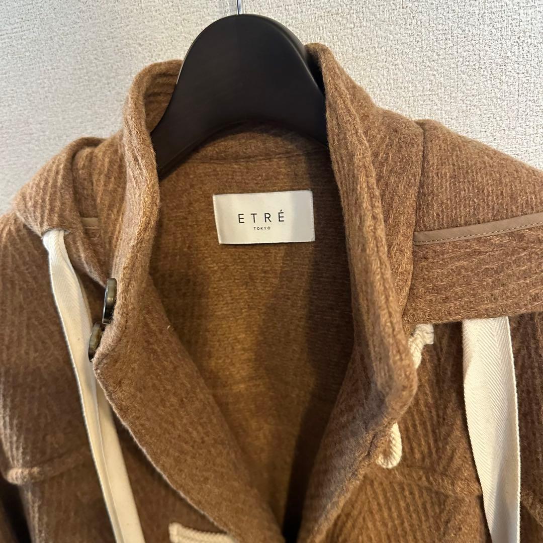 エトレトウキョウ　ブラウン ダッフルコート フード付き　ロング　ヘリンボーン