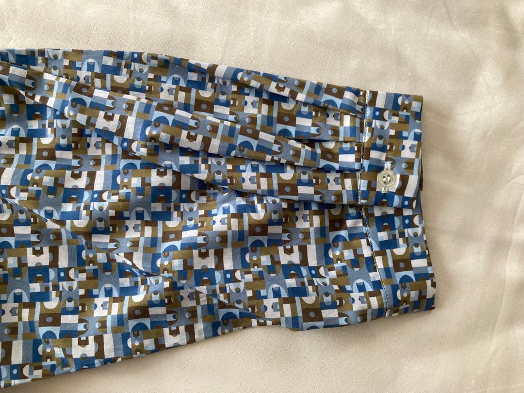 新品！Parkes 幾何学模様 コットン長袖シャツ　リバティ