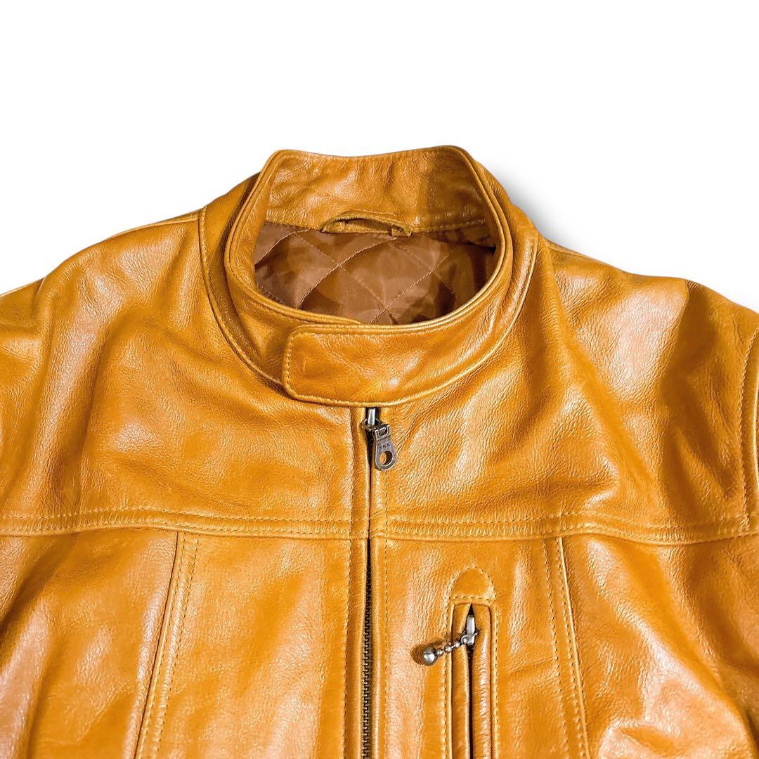 【希少・旧タグ】オールドユニクロ　シングルライダース　牛革　中綿　サイズM