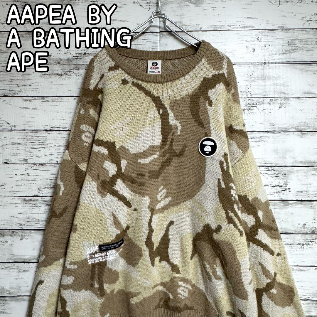 美品　希少　エーエイプ　カモフラ　ニット　セーター　バックロゴ　XLサイズ