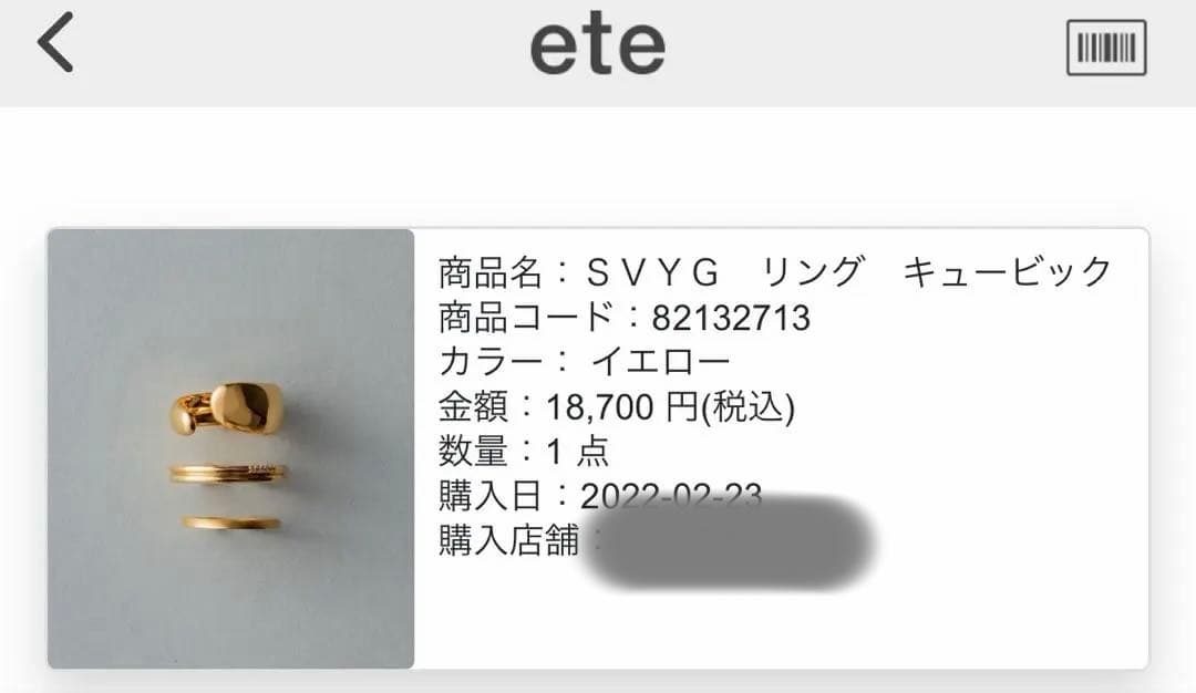 ete SVYG リング、イヤーカフ セット