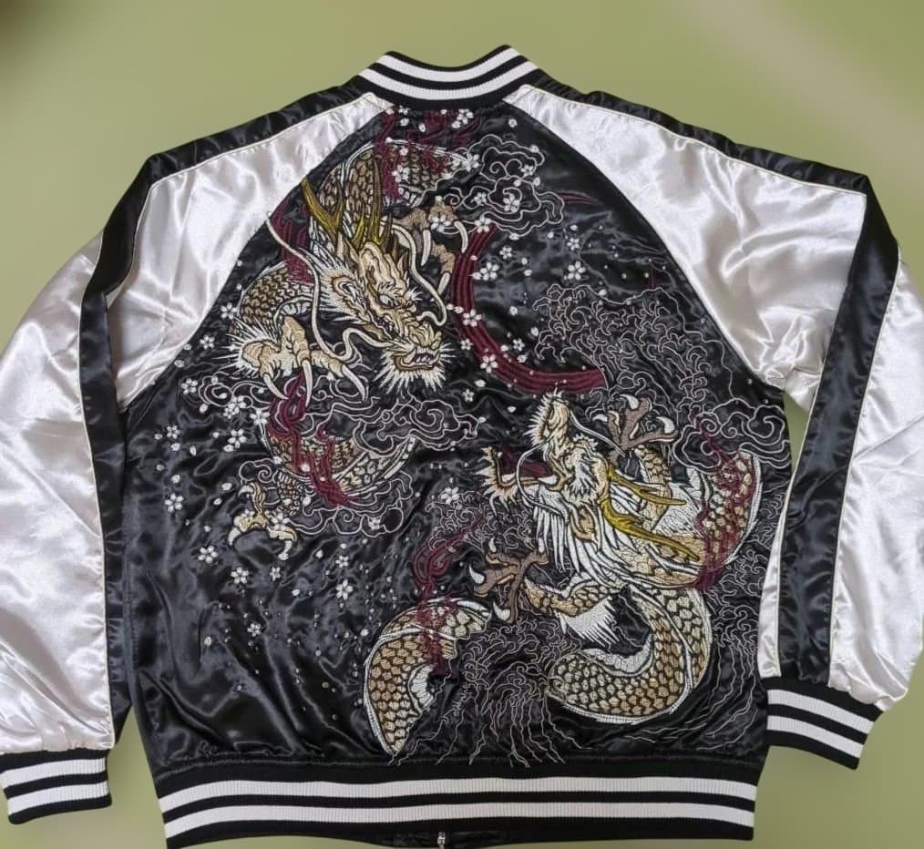 華鳥風月 兄弟ブランド 朧 双龍 龍 総刺繍 スカジャン XL