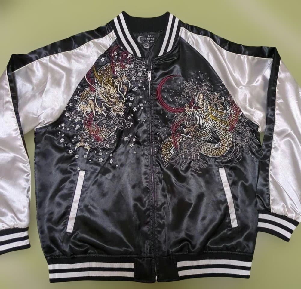 華鳥風月 兄弟ブランド 朧 双龍 龍 総刺繍 スカジャン XL