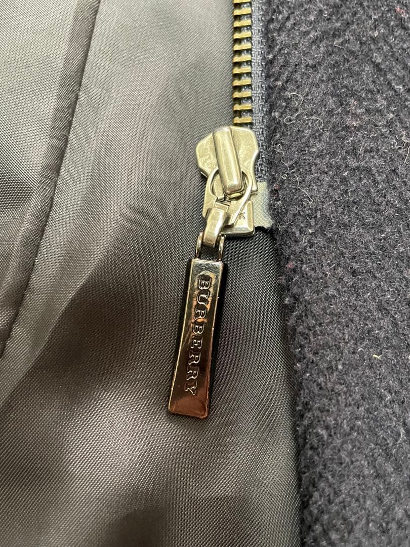 バーバリーロンドン ダッフルコート ヘリンボーン ロゴボタン ロング 紺 38