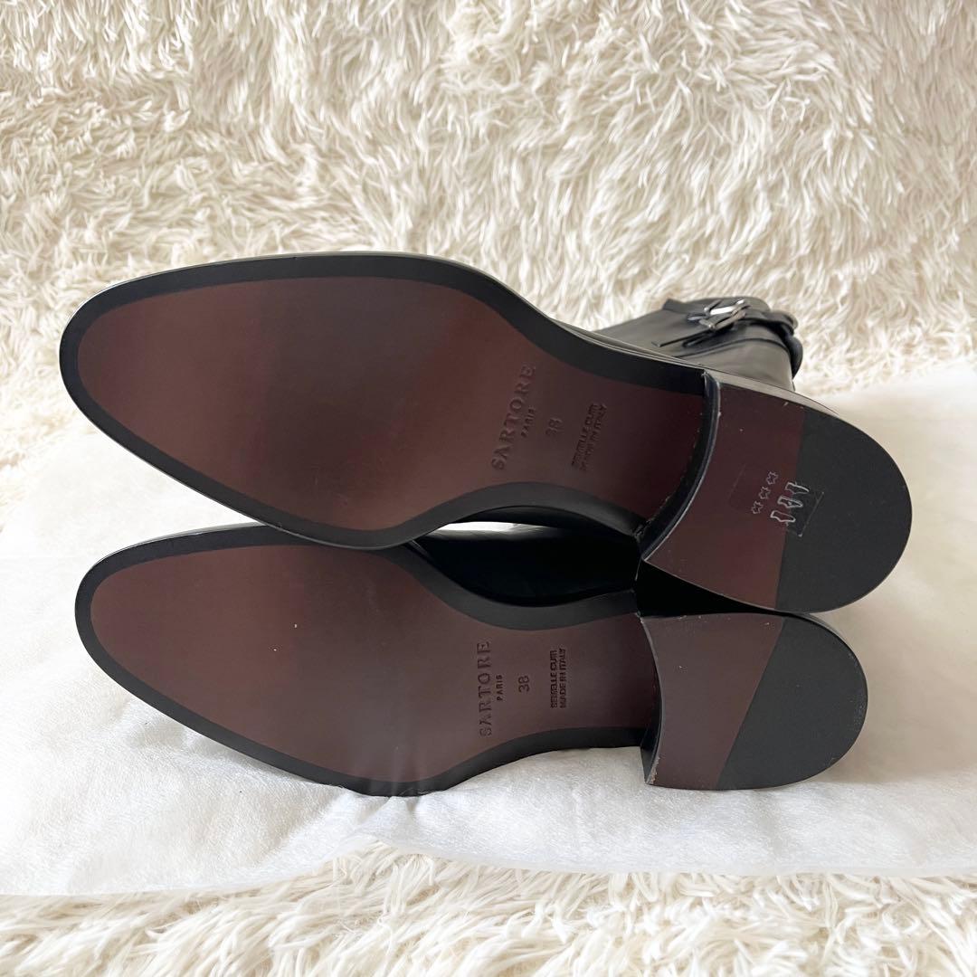 未使用品✨SARTORE サルトル　ロングブーツ　クロスベルト　ブラック　レザー