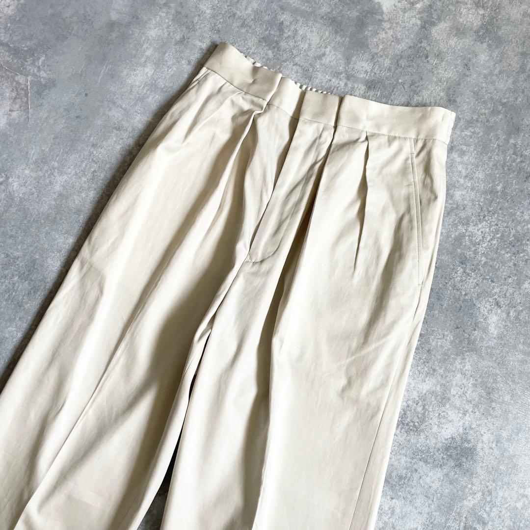 4666【美品】ドゥロワー　コットンツイルタックパンツ ツータック　スラックス