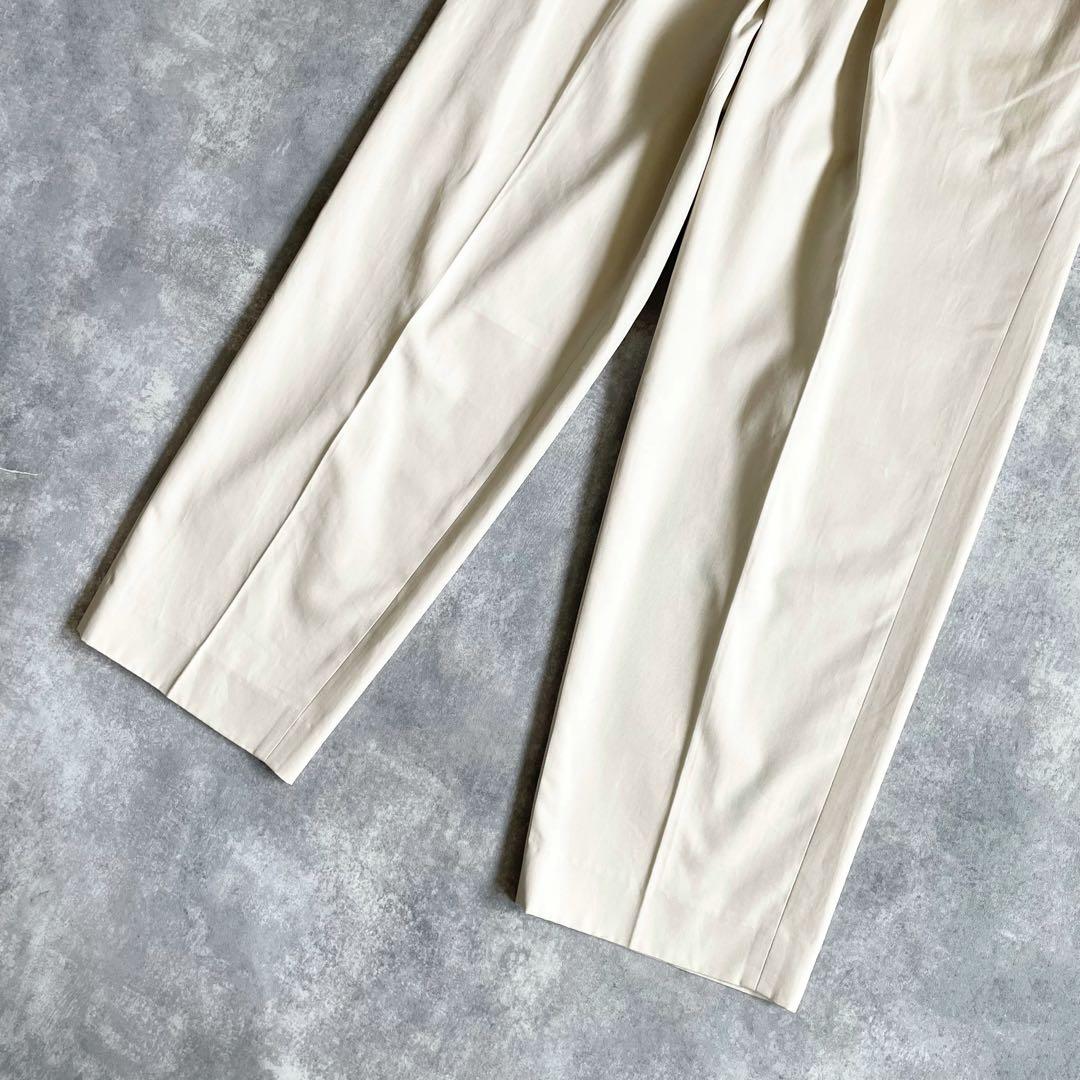 4666【美品】ドゥロワー　コットンツイルタックパンツ ツータック　スラックス