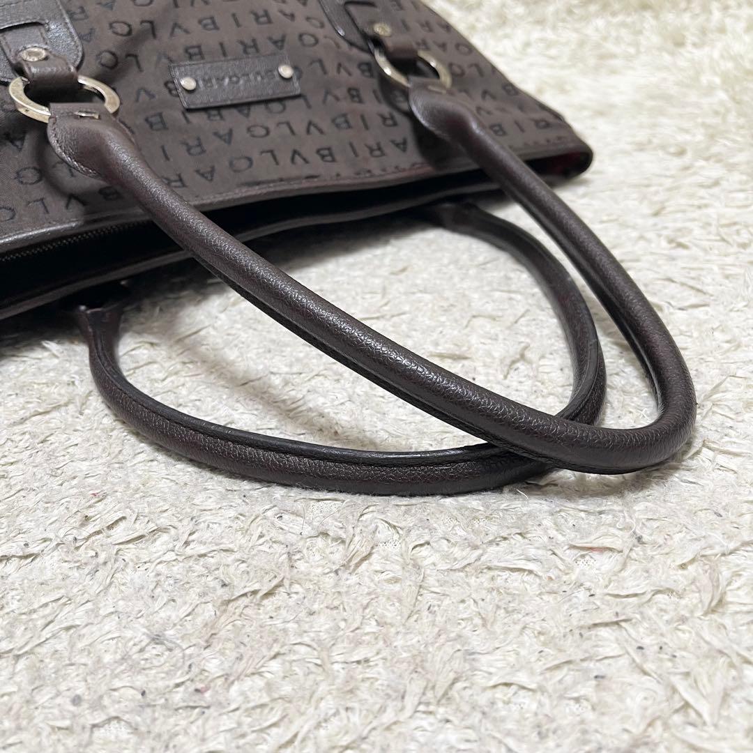 【A4可】BVLGARI トートバッグ　レザー　キャンバス　ロゴマニア　ロゴ金具