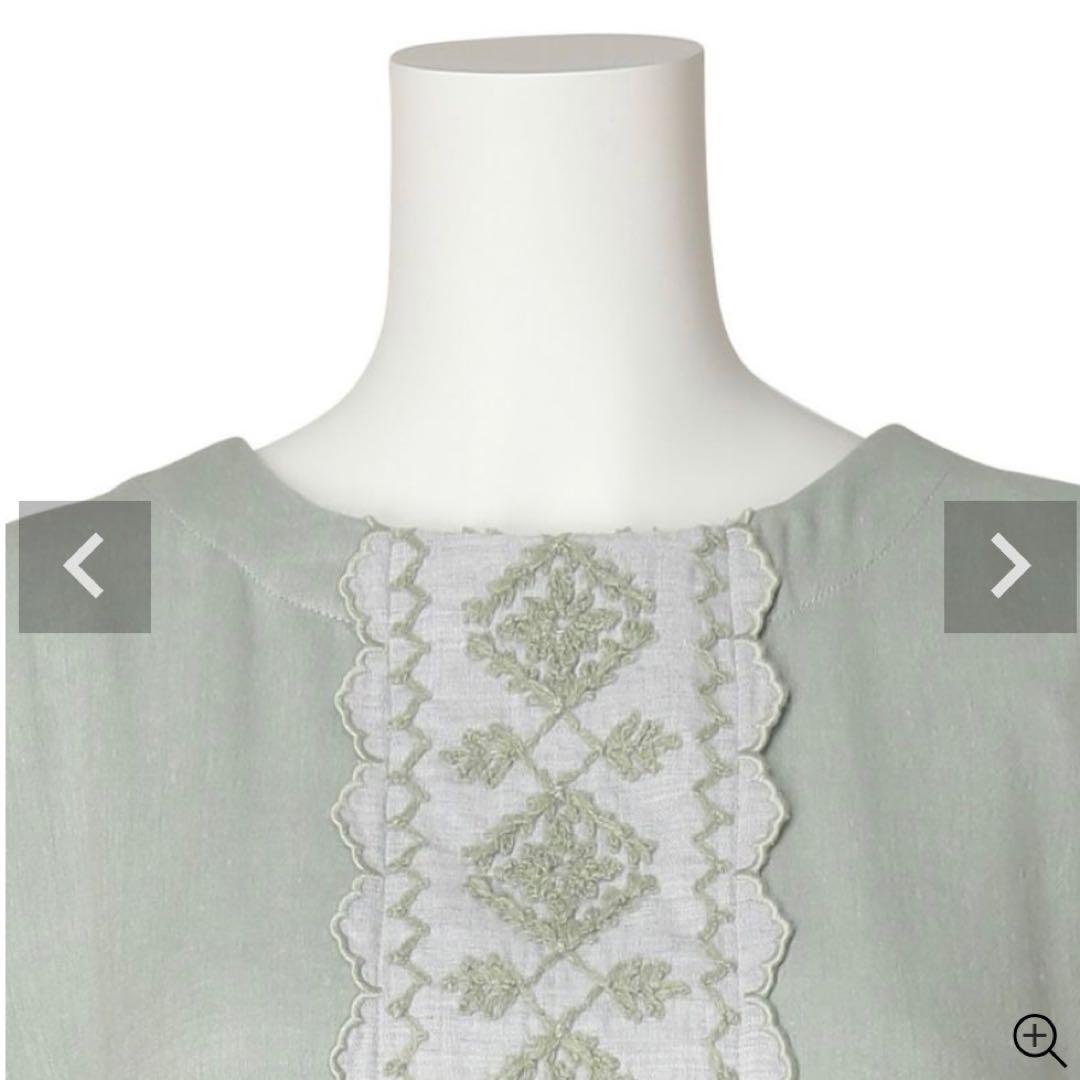 キッドブル パジャマ　コードエンブWガーゼ 長袖ナイティ　ミント　グリーン