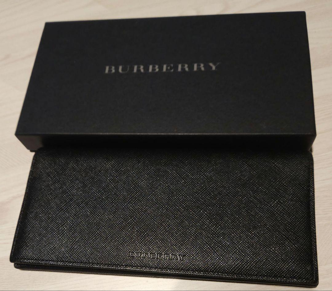 BURBERRY　 ブラックレザー 長財布 ニつ折り財布 札入れ　付属品完備