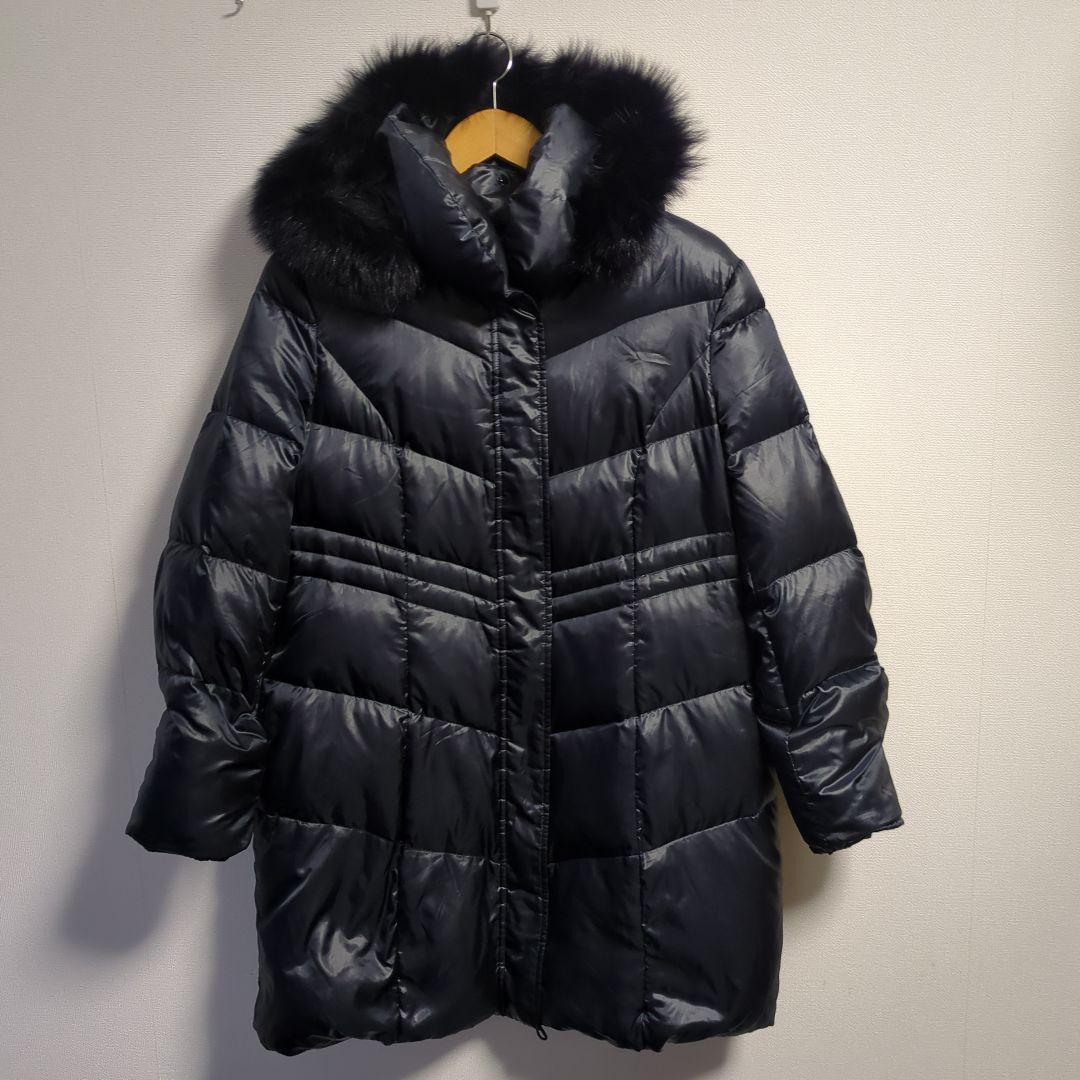 INDIVI ダウンコート　フード　 ブルーフォックス 大きいサイズ XL 42