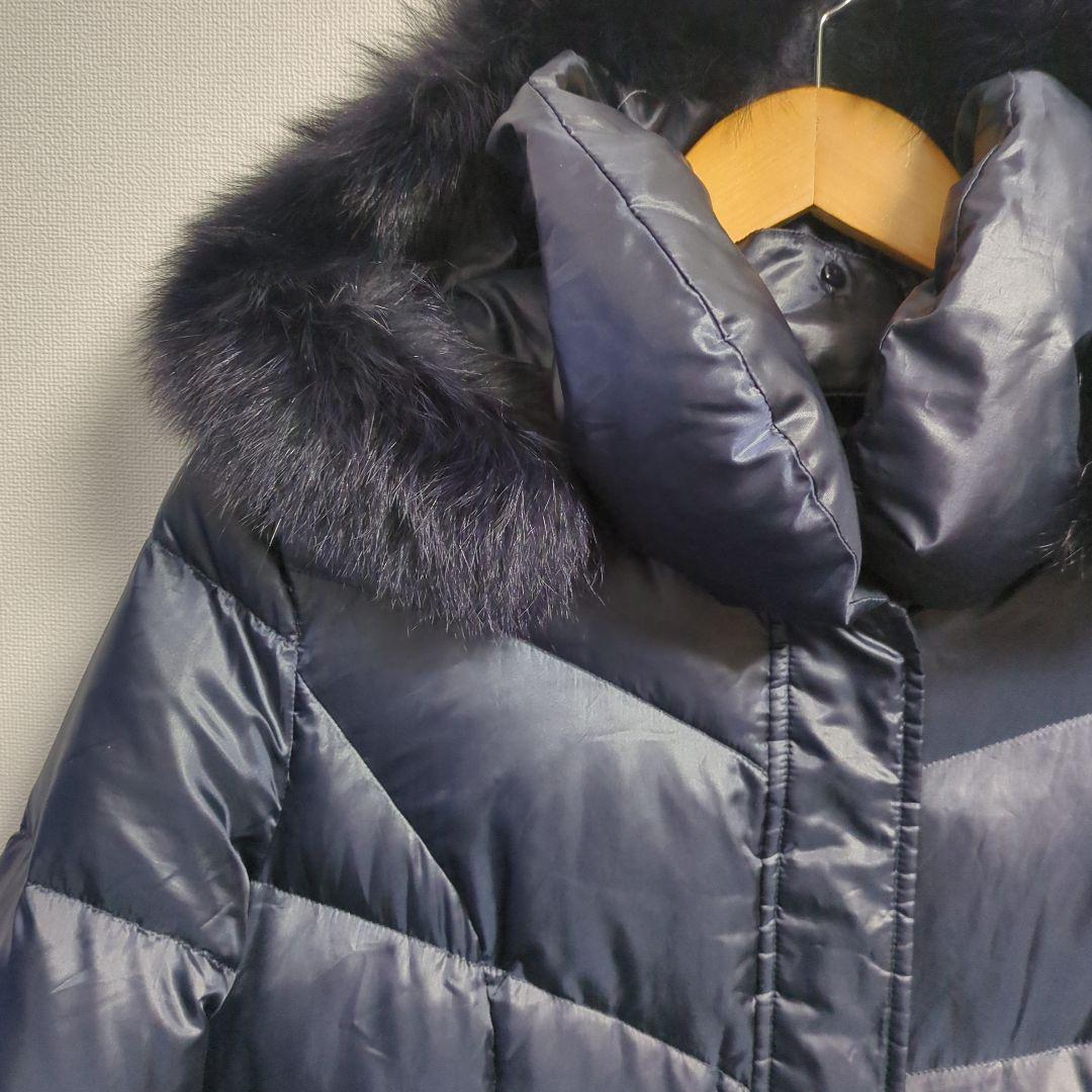 INDIVI ダウンコート　フード　 ブルーフォックス 大きいサイズ XL 42