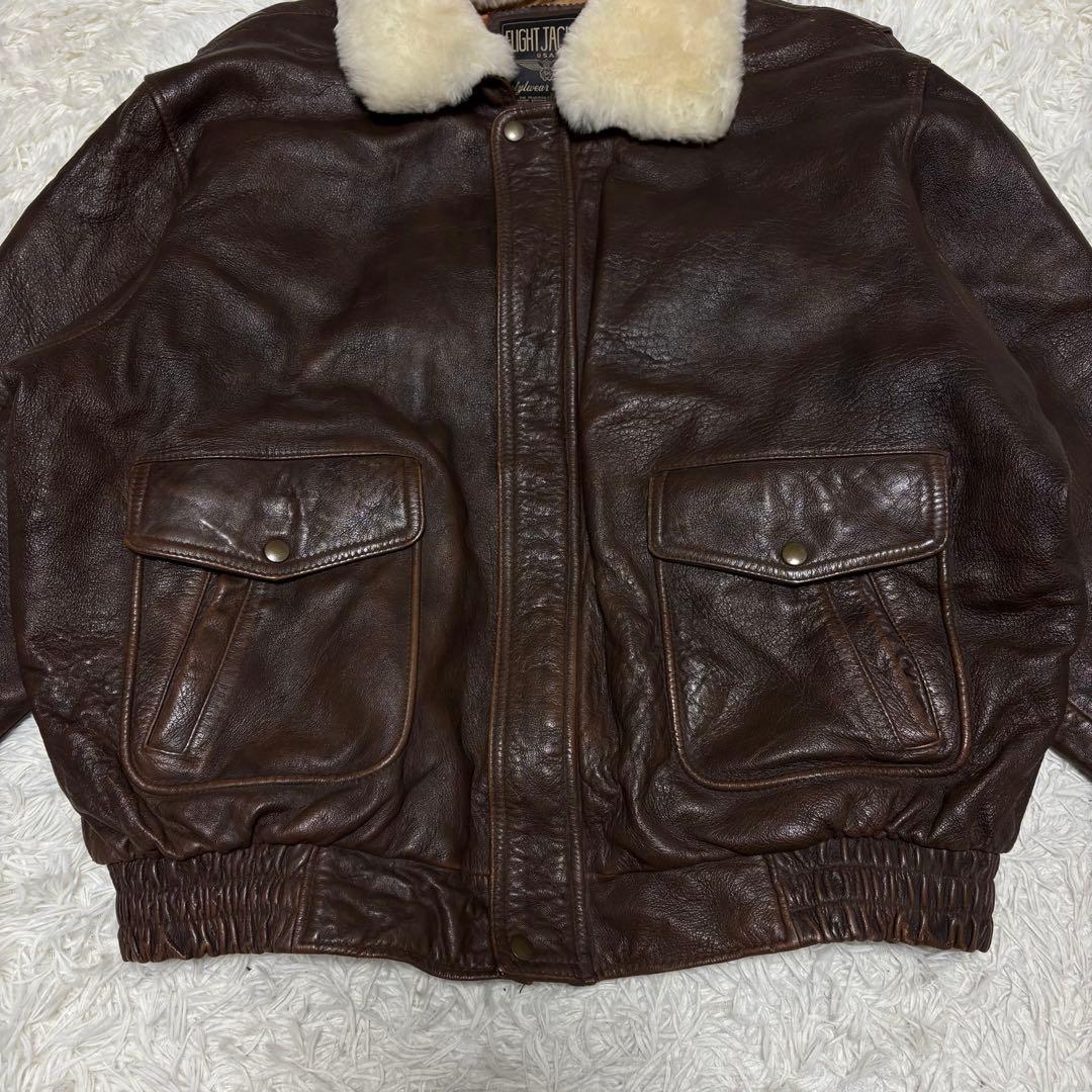 ぱとらっしゅ 様90s】 G-1 A-2フライトレザージャケット ブラウン 4L