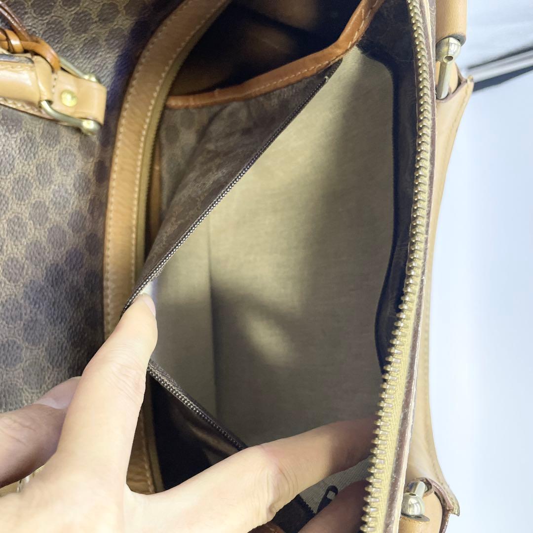 セリーヌ　ボストンバッグ　マカダム　ベージュ　ブラウン　大容量