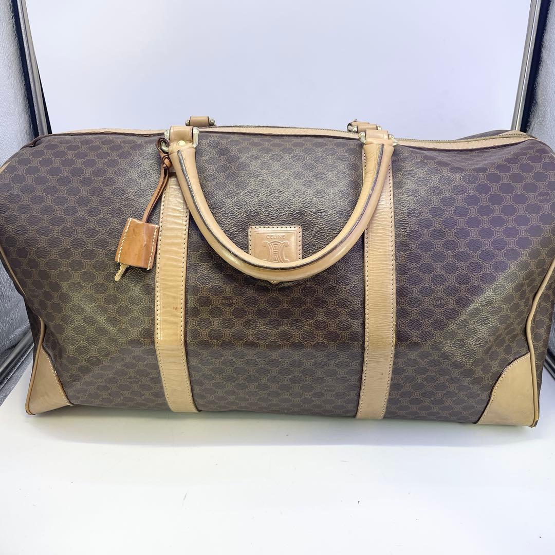 セリーヌ　ボストンバッグ　マカダム　ベージュ　ブラウン　大容量