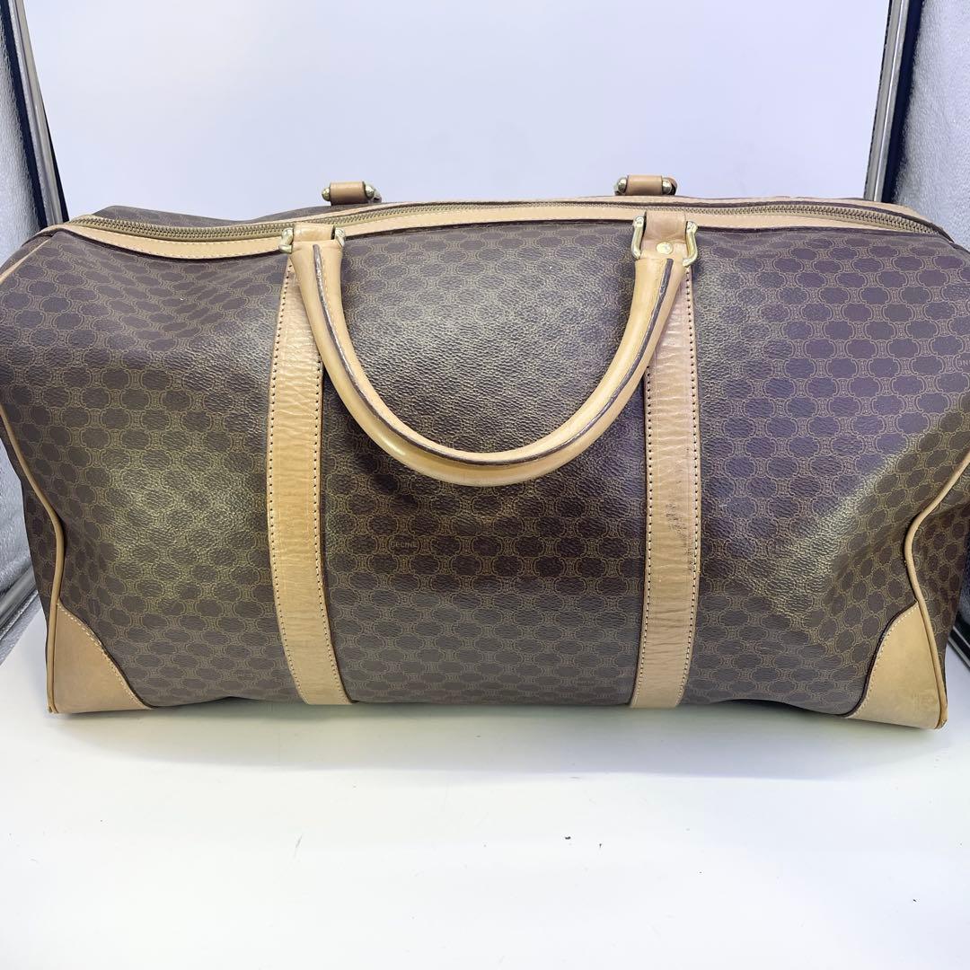 セリーヌ　ボストンバッグ　マカダム　ベージュ　ブラウン　大容量