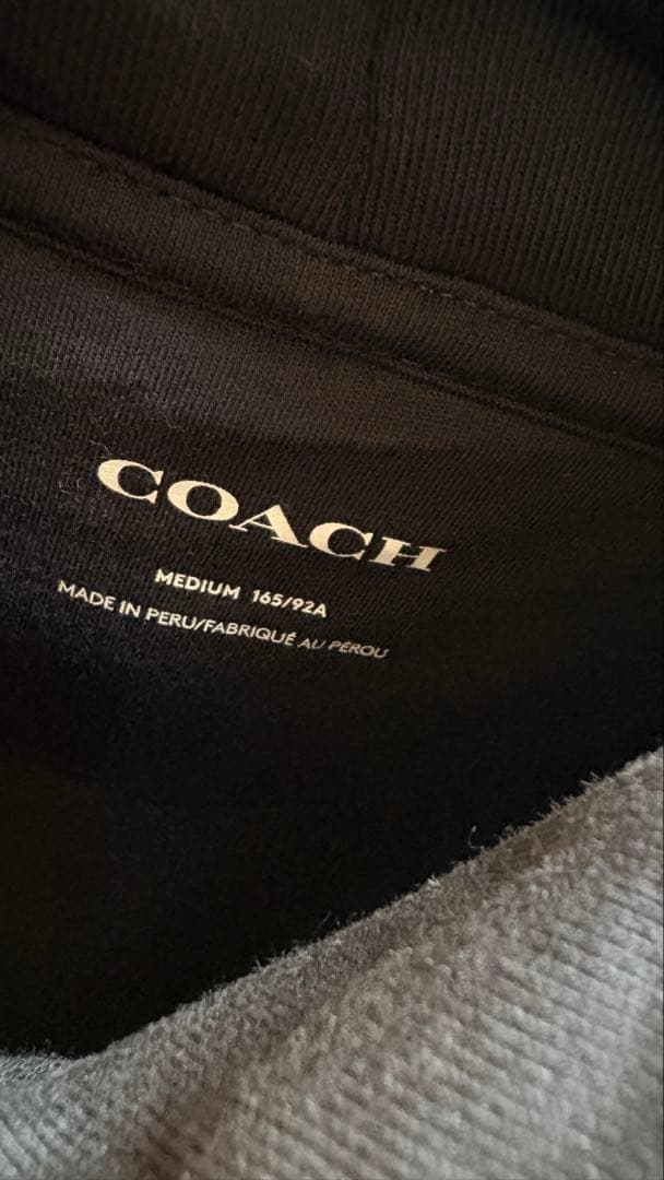 COACH ネイビー フーディー サイドポケット付き
