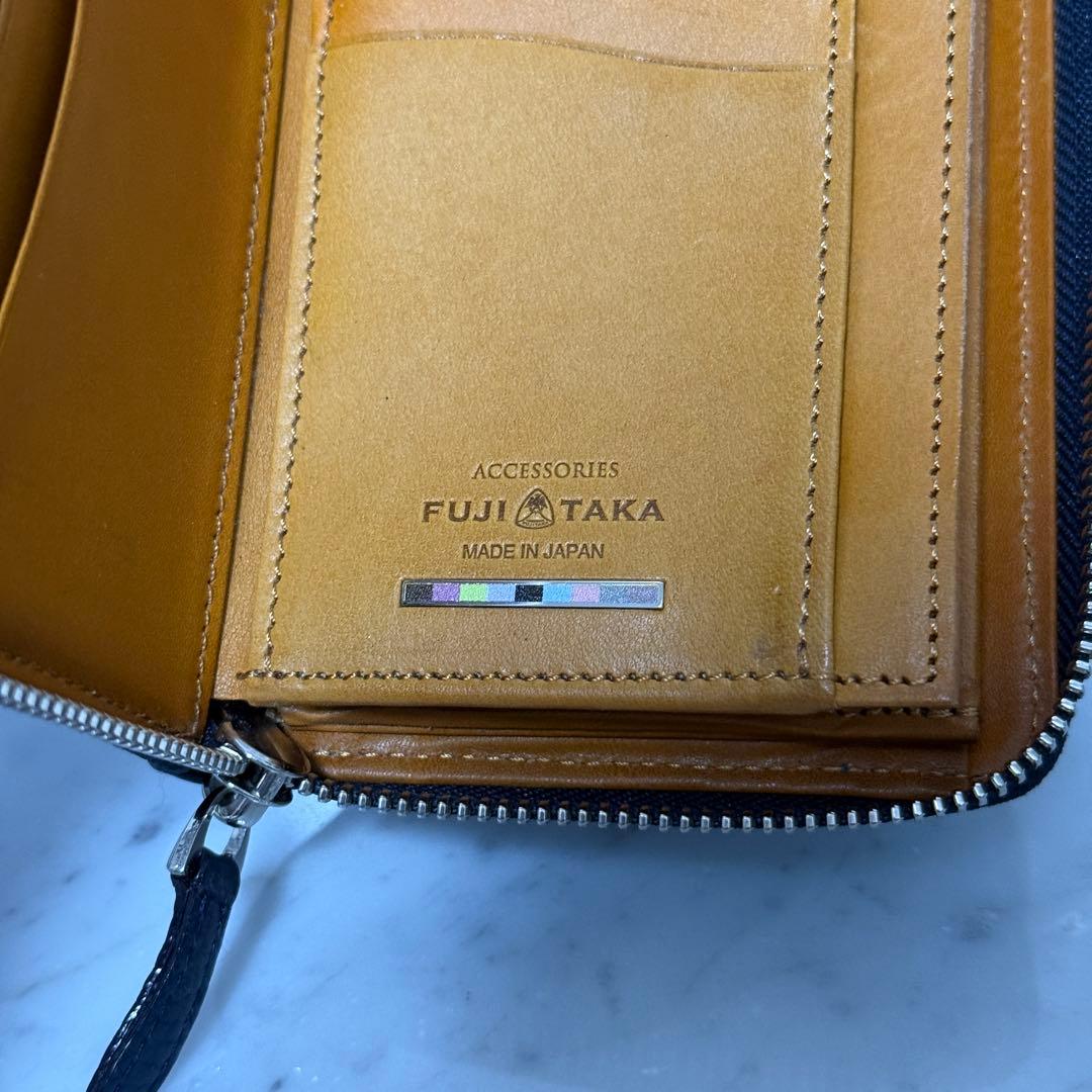 FUJITAKA ACCESSORIES フジタカ 長財布 ネイビー 本革