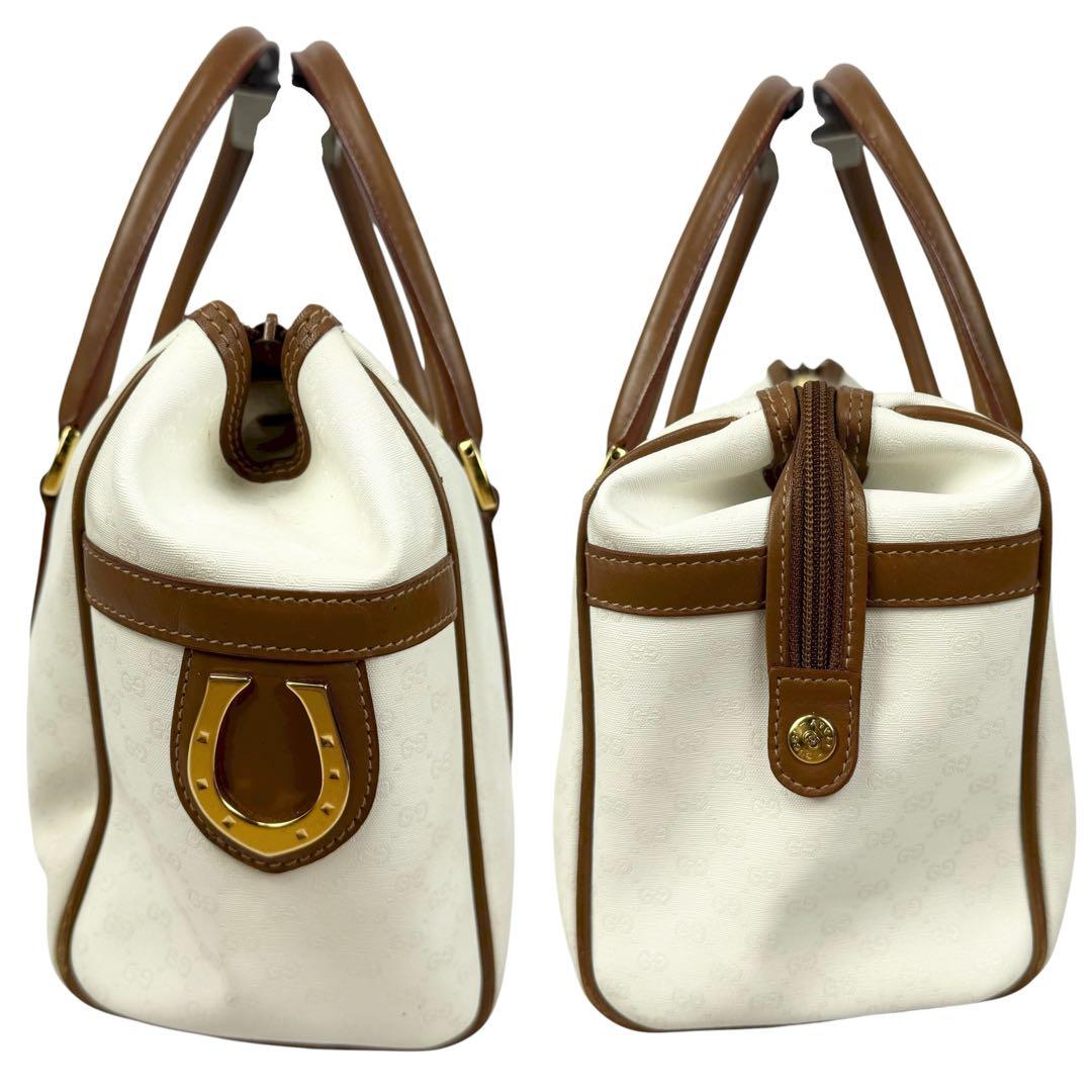 GUCCI グッチ マイクロGG ミニボストンバッグ ホースビット ホワイト