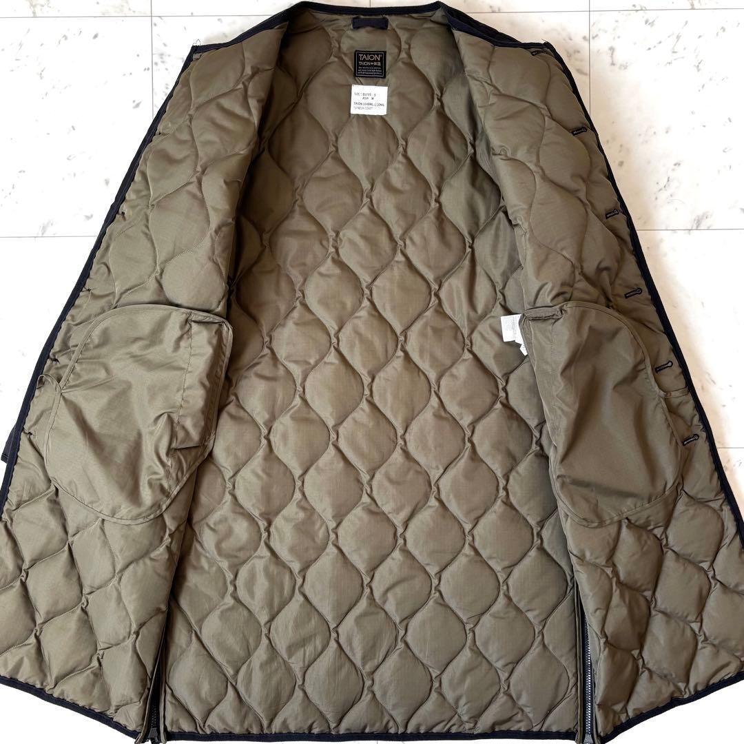 美品　ミリタリー クルーネックダウンコート ロング　ブラック　サイドスリット