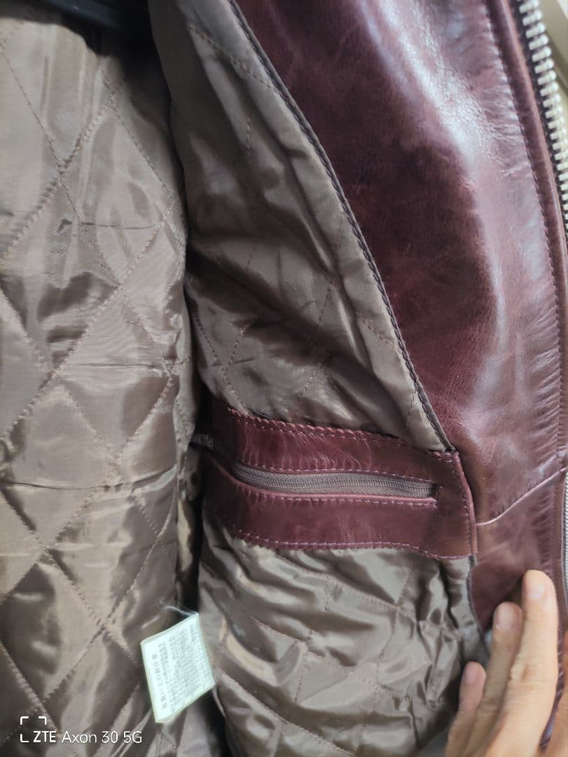 バーガンディ レザー シングルライダースジャケット　ホースハイド