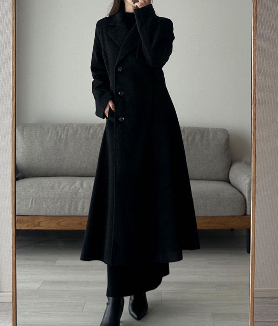 【Louere ルエレ】ウエストシェイプフレアチェスターコート