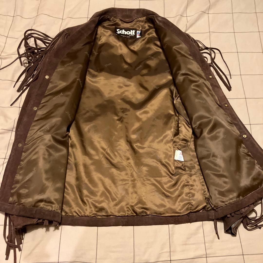 ショット スエード フリンジ ジャケット ブラウン 38