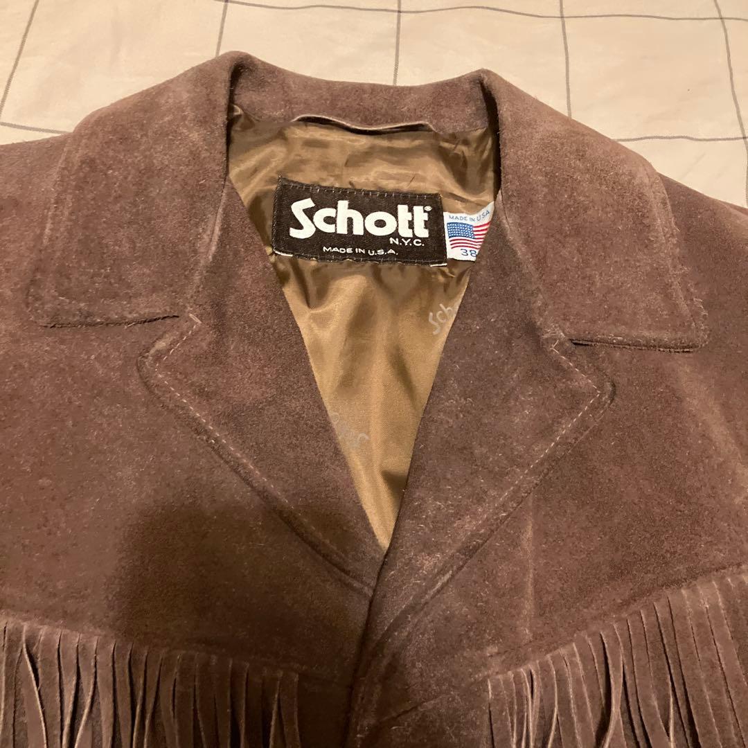 ショット スエード フリンジ ジャケット ブラウン 38