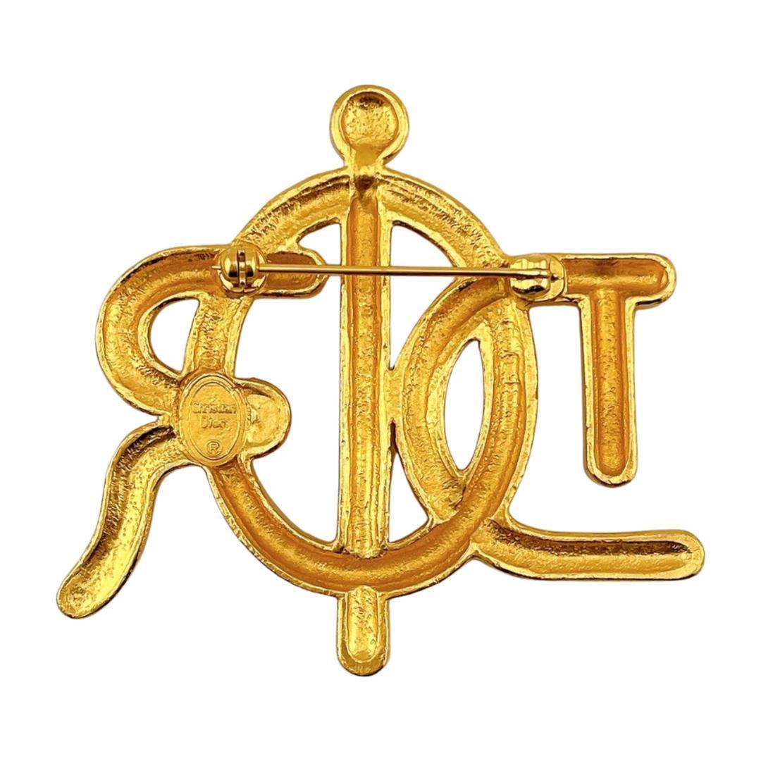 クリスチャンディオール エンブレム ストーン付 ブローチ ヴィンテージ ロープ