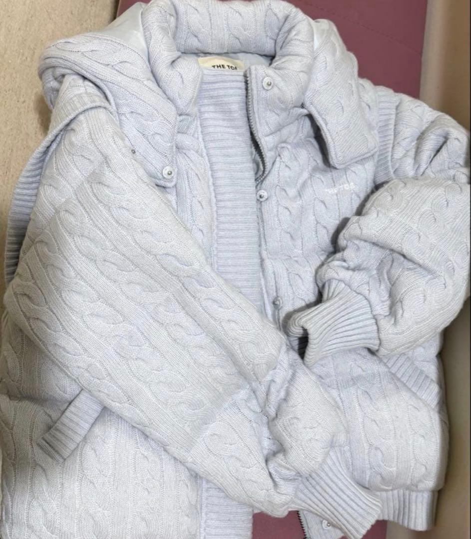 Shard Knit Down thetoe lightblueダウンジャケット