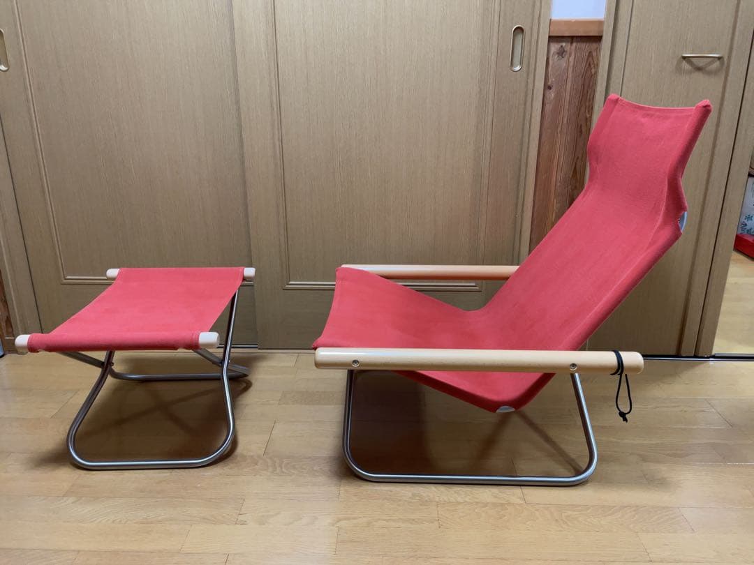 使用数回【ニイチェアＸ】 オットマンセット　ナチュラル/レンガ