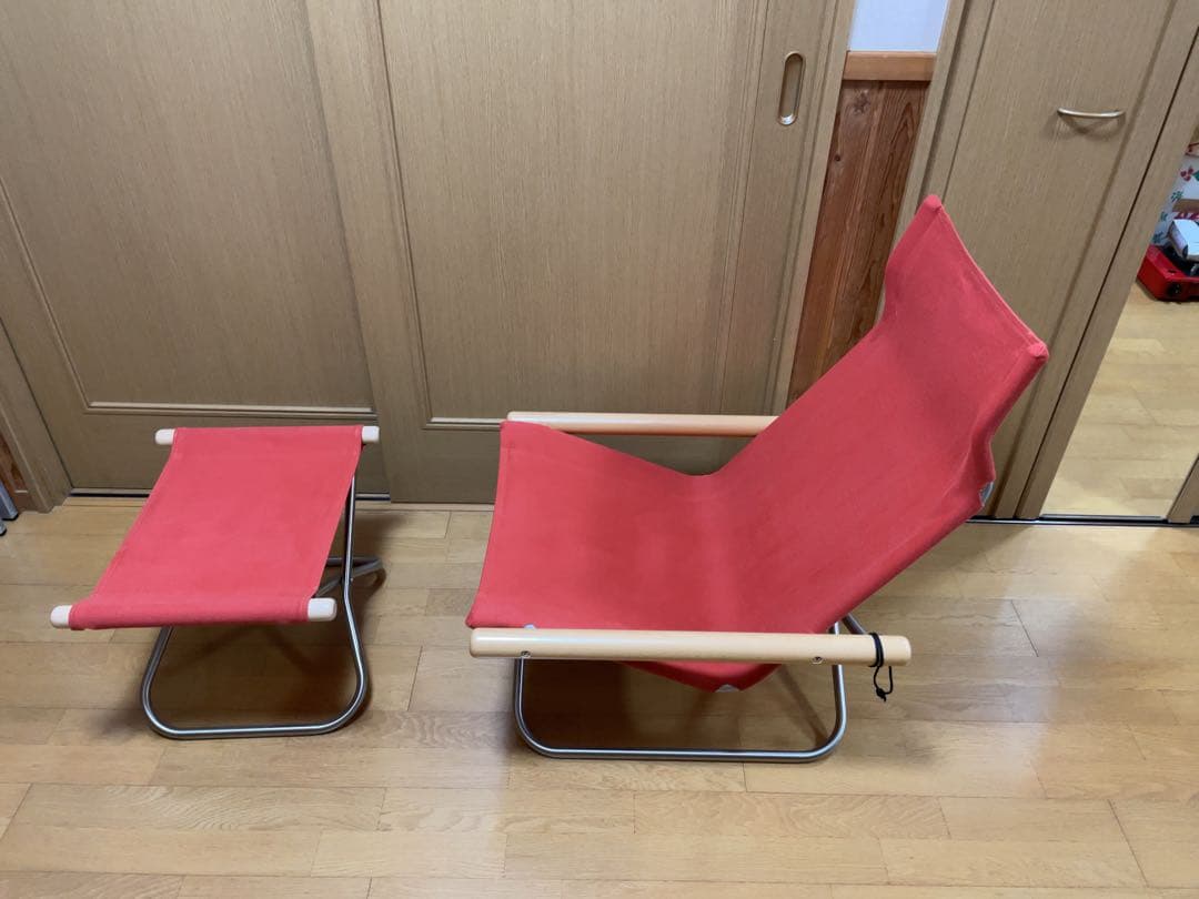 使用数回【ニイチェアＸ】 オットマンセット　ナチュラル/レンガ