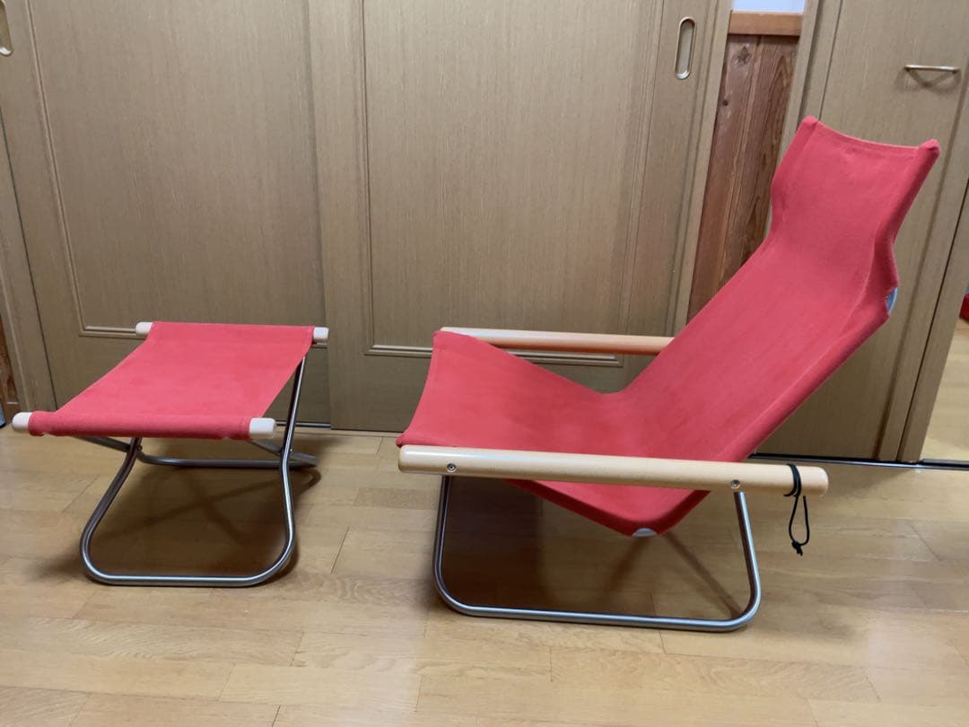 使用数回【ニイチェアＸ】 オットマンセット　ナチュラル/レンガ