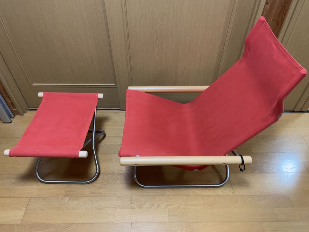 使用数回【ニイチェアＸ】 オットマンセット　ナチュラル/レンガ