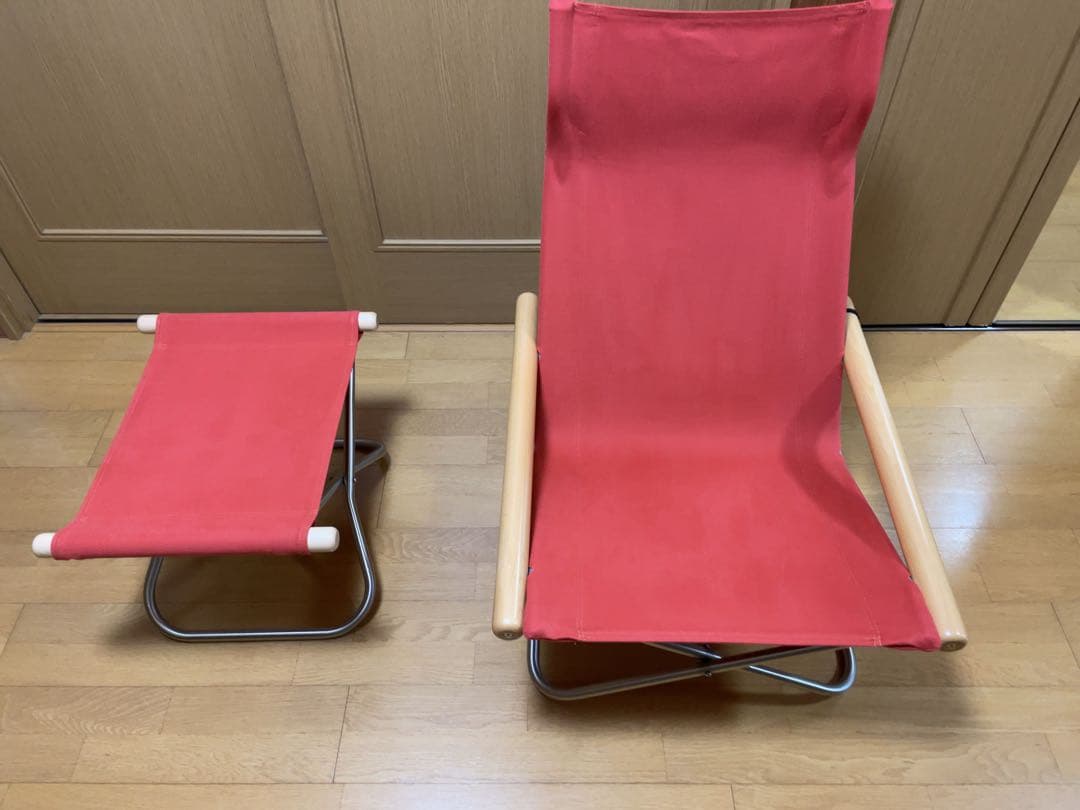 使用数回【ニイチェアＸ】 オットマンセット　ナチュラル/レンガ