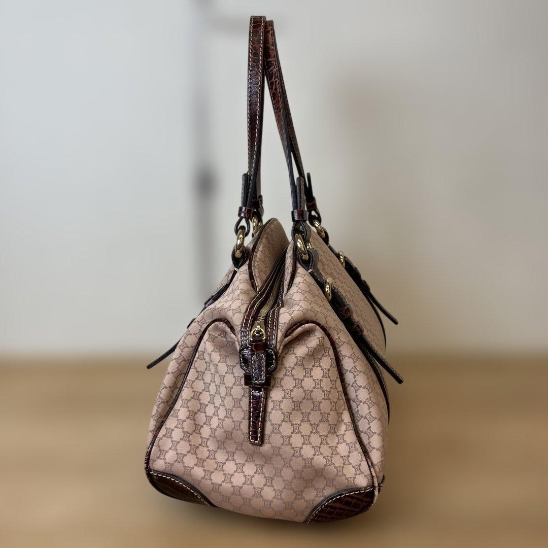 CELINE セリーヌ ボストンバッグ ピンクベージュ キャンバス 保存袋付き