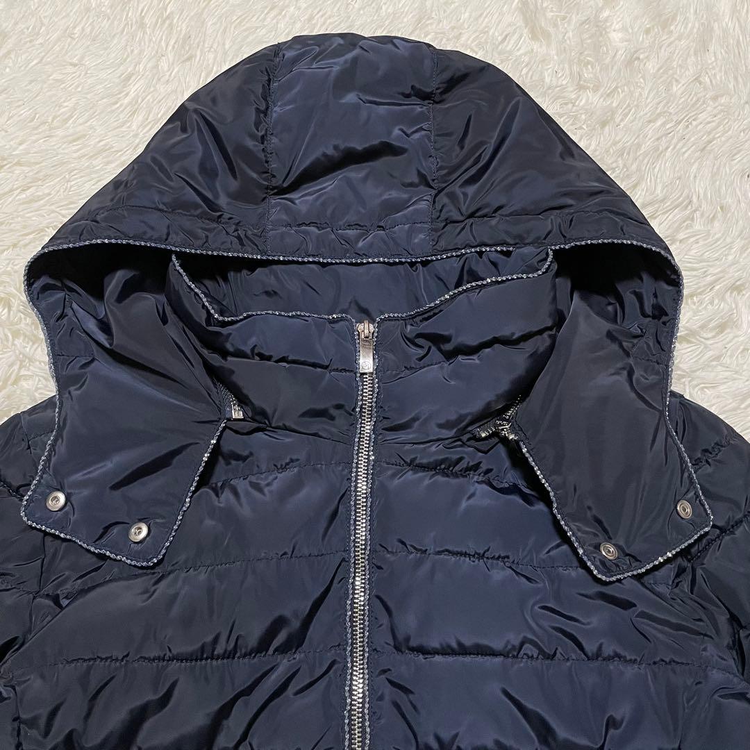 ARMANI JEANS 中綿　2way フーディ　ロングコート　AJ金具　紺色