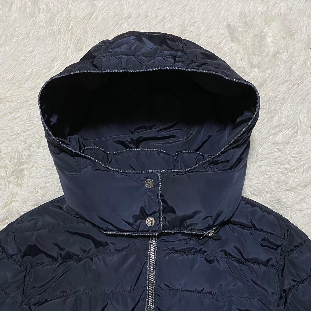 ARMANI JEANS 中綿　2way フーディ　ロングコート　AJ金具　紺色